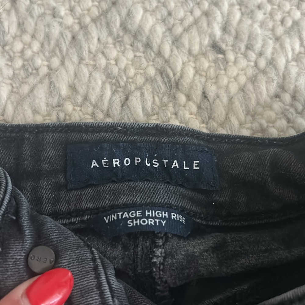 Aeropostale Black Distressed Jean Shorts - Picture 2 of 4